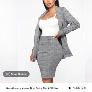 blk and white skirt set